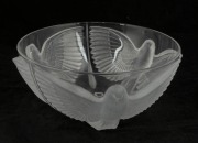 A French crystal bowl with swallow design in the Lalique style, 20th century, ​​​​​​​11.5cm high, 27cm wide