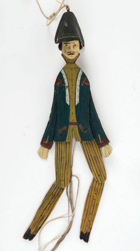 A hand painted articulated wooden sailor puppet, 18th/19th century,  ​​​​​​​38cm high