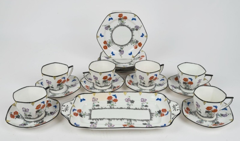 FOLEY Field Poppy set of six teacups, saucer and plates, with ...