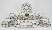 FOLEY "Field Poppy" set of six teacups, saucer and plates, with accompanying sandwich tray, factory mark to base,&nbsp; the tray 31cm wide