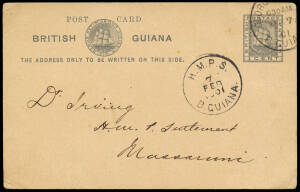 World group on pages with pre-stamp entires (2), covers (6), postcards (30+) and postal stationery (10+). Range incl. New Zealand group of 10, many with TPO cancels and a postage due group. Noted 1901 1c British Guiana postal card used internally, to H.M.
