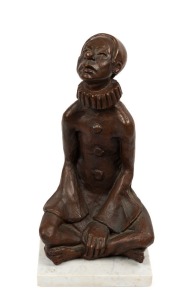 BENJAMIN COLLINS (1910 - ?), Pierrot, (circa 1970s), cast bronze and marble, edition 5/20, signed near base, 41cm high