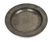 An antique English pewter serving bowl, 18th century, 33.5cm diameter