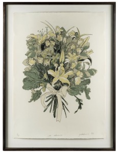 Artist Unknown In Absence, lithograph in colours, editioned 4/15, titled and signed (indistinctly) in pencil in lower margin, 70 x 50cm; framed 83 x 62cm overall.