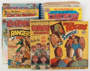 COMICS, a range including BUCK ROGERS, SUPERGIRL, DONALD AND MICKEY, RANGERS, GOOFY, DINO, SUPER STARS, etc. 15+ items