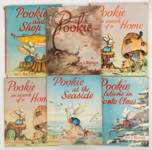 CHILDREN'S BOOKS: A collection of "Pookie" books by Ivy L. Wallace, including "Pookie", "Pookie in search of a Home", "Pookie at the Seaside", "Pookie and his Shop", etc., several with d/jackets. (6).