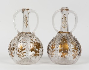 A pair of antique Spanish glass decanters, 19th century. Note these decanters did not have stoppers, as corks were preferred, ​​​​​​​24cm high