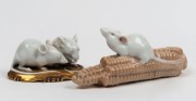 ROSENTHAL German porcelain mouse figural group, together with a Danish porcelain mouse and corn cob statue, 20th century, (2 items), ​​​​​​​the larger 13cm long