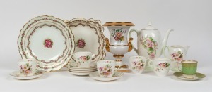 ROYAL DOULTON "Apple Blossom" coffee ware floral serving bowls, Italian porcelain urn and Wedgwood coffee cut and sauce, 20th century, (18 items), the coffee pot 20cm high 
