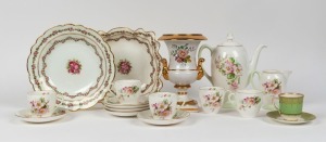 ROYAL DOULTON "Apple Blossom" coffee ware floral serving bowls, Italian porcelain urn and Wedgwood coffee cut and sauce, 20th century, (18 items), the coffee pot 20cm high