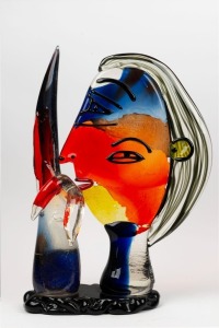 MARIO BADIOLI art glass sculpture, engraved signature to base, 52cm high