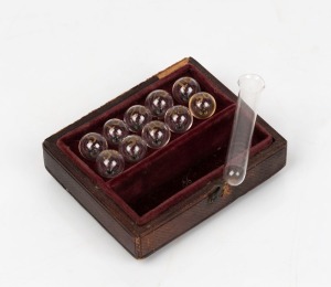 Antique pocket hydrometer glass spirit beads in original case, 19th century, case 8cm wide