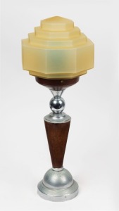 An Art Deco table lamp with glass shade, circa 1930, 46cm high.