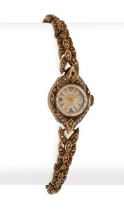 ALPINE Swiss 9ct gold cased lady's watch, set with marcasite, circa 1930