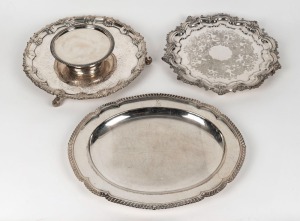 Antique silver plate and Old Sheffield Plate trays and platters, 19th and 20th century (4 items),  ​​​​​​​the largest 39cm wide
