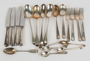 Assorted sterling silver flatware (20 items),710 grams silver weight (not including knives)