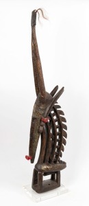 Chi Wara headress carved wood, metal, fibre and hair Bamana Tribe, Mali 96cm high 