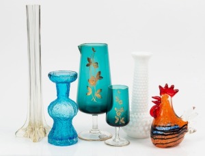 Assorted glass vases, ornament, jug and glass, Italian, English and American, 20th century, ​​​​​​​the largest 30cm high