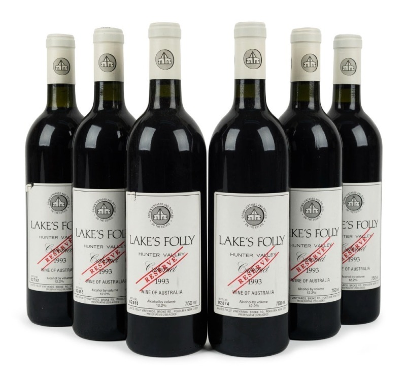 1993 Lake’s Folly Reserve Cabernets, Hunter Valley, New South Wales, (6 bottles).