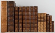 RELIGION: A range of leather-bound volumes comprising "The Works of Josephus" [1683, London] with replaced preliminaries, title and map; "Of the Principles and Duties of Natural Religion" by Wilkins [London, 1734]; "Novum Missale Romanum" [Augsburg, 1739]