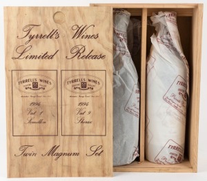 Tyrrell's Wines Limited Release Twin Magnum Set: 1994 Vat 9 Shiraz and 1994 Vat 1 Semillon, in original wooden case, (2 bottles)