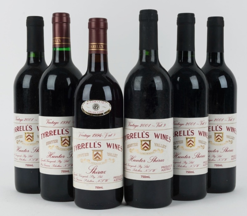 Tyrrell's Wines Vat 9 Shiraz: 1994 (1 bottle), 1996 (1 bottle), 2001 (4 bottles). Total: 6 bottles.