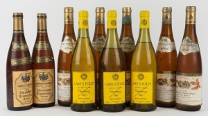 1971 Arnold Brösch Bornheimer Trappenberg Auslese QmP, Mosel, Germany (2 bottles); 1975 Kellerei Hasensprung J. Baumer Nahe Kreuznacher Narrenkappe white wine (5 bottles), plus 1985 Lake's Folly Chardonnay, Hunter Valley (3 bottles). Total: 10 bottles.