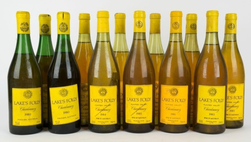 Lake’s Folly Chardonnay, Hunter Valley, New South Wales: 1980 (3), 1983 (3), 1984 (2), 1985 (3), 1986 (1). (Total: 12 bottles)