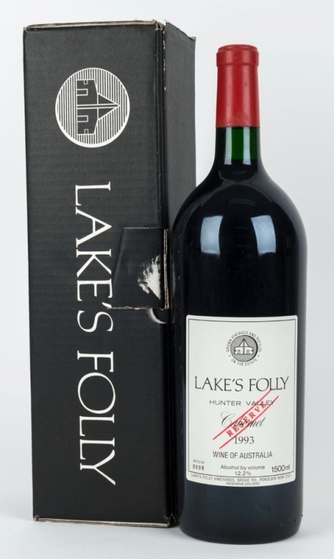 1993 Lake's Folly Reserve Cabernets, Hunter Valley, New South Wales, magnum No. 0899, (1500ml) in original box.