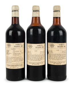 1962 Thomas Hardy, Hardy's Reserve Bin Claret, Blend No.C397 Cabernet Sauvignon & Shiraz, McLaren Vale & Coonawarra (1 bottle); 1963 Thomas Hardy, Hardy's Reserve Bin Claret, Blend No.P339 Shiraz-Cabernet, Eden Valley & McLaren Vale, (2 bottles). Total: 3 bottles.