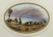 MILWYN HOLLOWAY&nbsp;three hand-painted porcelain plaques with country scenes in frames, 20th century, the largest 40 x 44cm overall - 2