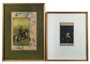 Two Indian Raj watercolour paintings, 18th/19th century, the larger 25 x 17cm, 38 x 28cm overall