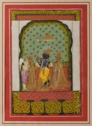 Two antique Indian watercolour paintings depicting deities, 19th century, ​​​​​​​the larger 18 x 14cm - 2