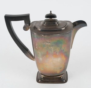 An English sterling silver hot water pot, made in Sheffield, early 20th century, 19cm high, 480grams total