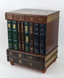 A library side cabinet, hand-painted with faux books, Italian, mid 20th century,  57cm high, 44cm wide, 35cm deep 