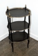 An antique French three tier stand with gilt metal fittings 19th century,  82cm high x 40cm wide, 30cm deep