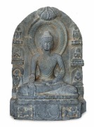 SHAKYAMUNI antique Indian carved grey basalt stele, Bihar, 10th century, 87cm high