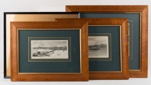 Four antique Australian scene lithographs in reproduction maple frames, ​​​​​​​the largest 36 x 41cm overall