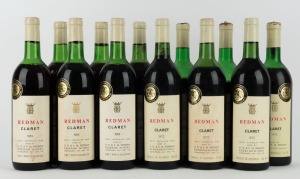 1969 Redman Claret (5 bottles), 1972 (4 bottles) and 1976 (3 bottles), Coonawarra, South Australia. (Total: 12 bottles).