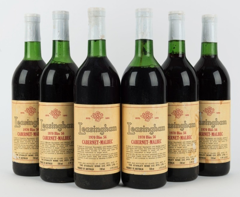 1970 LEASINGHAM Bin 56 Cabernet-Malbec, Clare Valley, South Australia, (6 bottles).