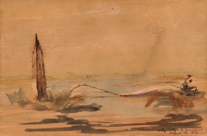 GEORGE RUSSELL (Russell) DRYSDALE (1912 - 81), Willy-Willy, N. Queensland, ink and watercolour on board, signed with initials, titled and dated '49 lower right, 19 x 28.5cm. Provenance: Christies, Australian Paintings, Melbourne, 01/03/1973, Lot No. 268.