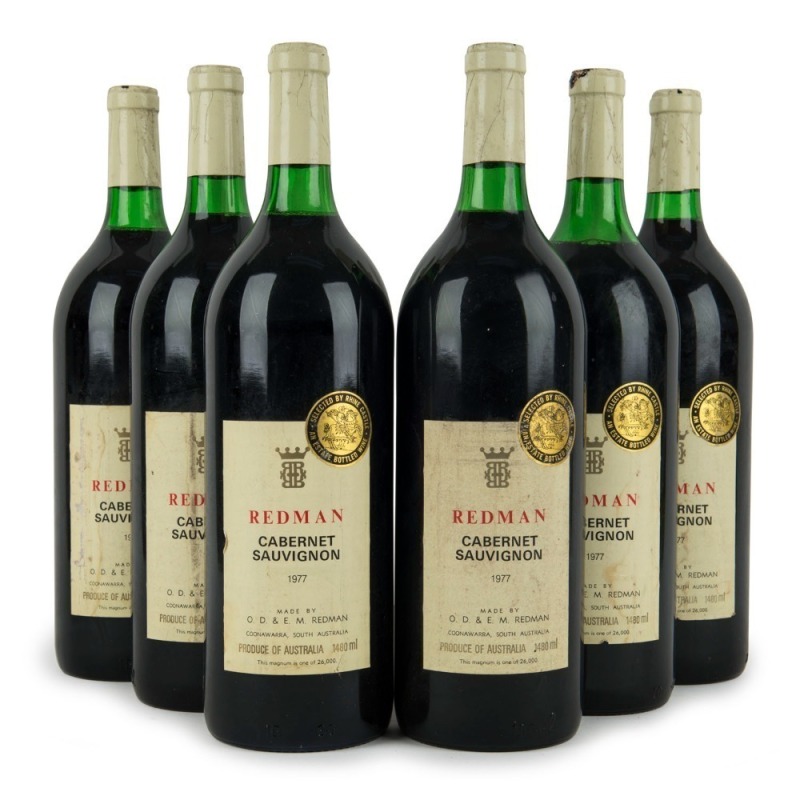 1977 Redman Cabernet Sauvignon, Coonawarra, South Australia, 1500mL. (6 magnums)