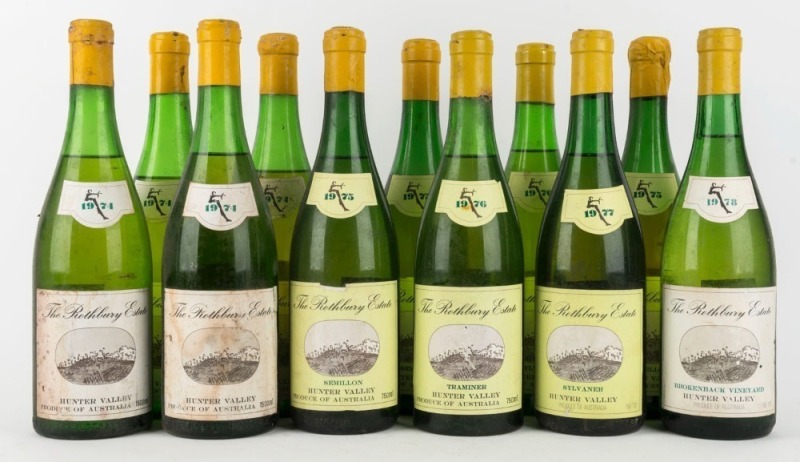 The Rothbury Estate, Hunter River: various white wines 1974 - 1977, (11 bottles).