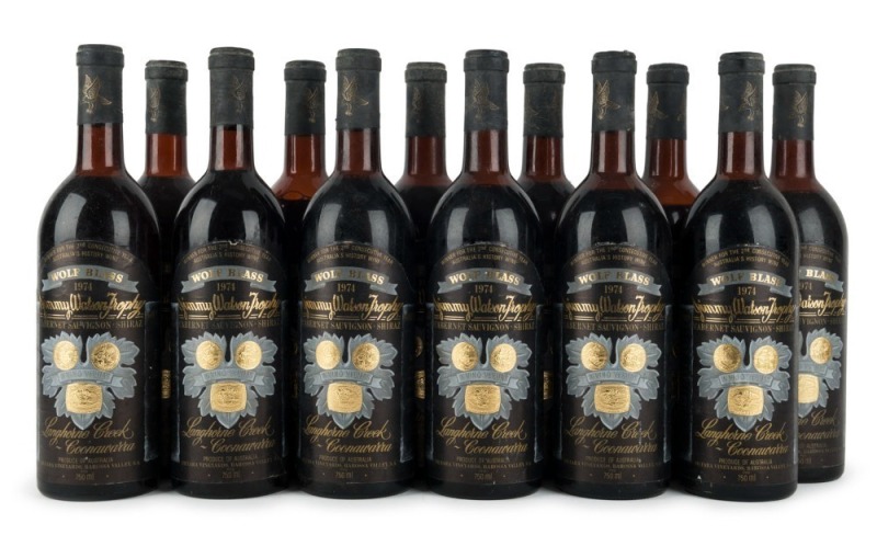 1974 Wolf Blass, Jimmy Watson Trophy Cabernet Sauvignon, Shiraz, Langhorne Creek, Coonawarra, South Australia, (12 bottles)