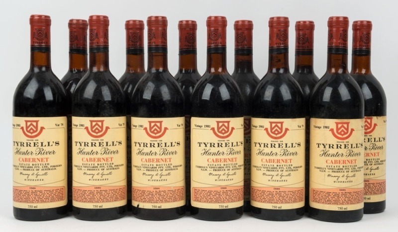 1981 Tyrrell's Cabernet - Vat 70, Hunter River, New South Wales. (12 bottles).