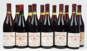 Tyrrell's Wines, Hunter River Pinot Noir 1980 (1 bottle), 1985 (6 bottles), 1989 (3 bottles, 1990 (1 bottle) and 1991 (1 bottle). Total: 12 bottles.