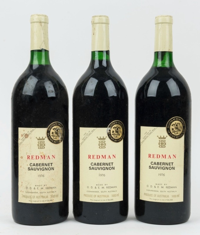 1976 Redman Cabernet Sauvignon, Coonawarra, South Australia, 1500mL. (3 magnums).