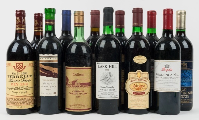 Various Australian Red Wines, 1980 - 1997. Total: 12 bottles.