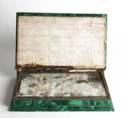 A malachite cased mineral specimen collection in the form of a book, 4cm high, 27cm long, 20cm wide - 2