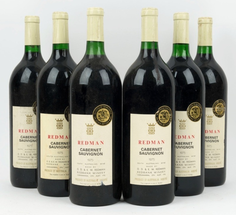 1975 Redman Cabernet Sauvignon, Coonawarra, South Australia, 1500mL. (6 magnums).